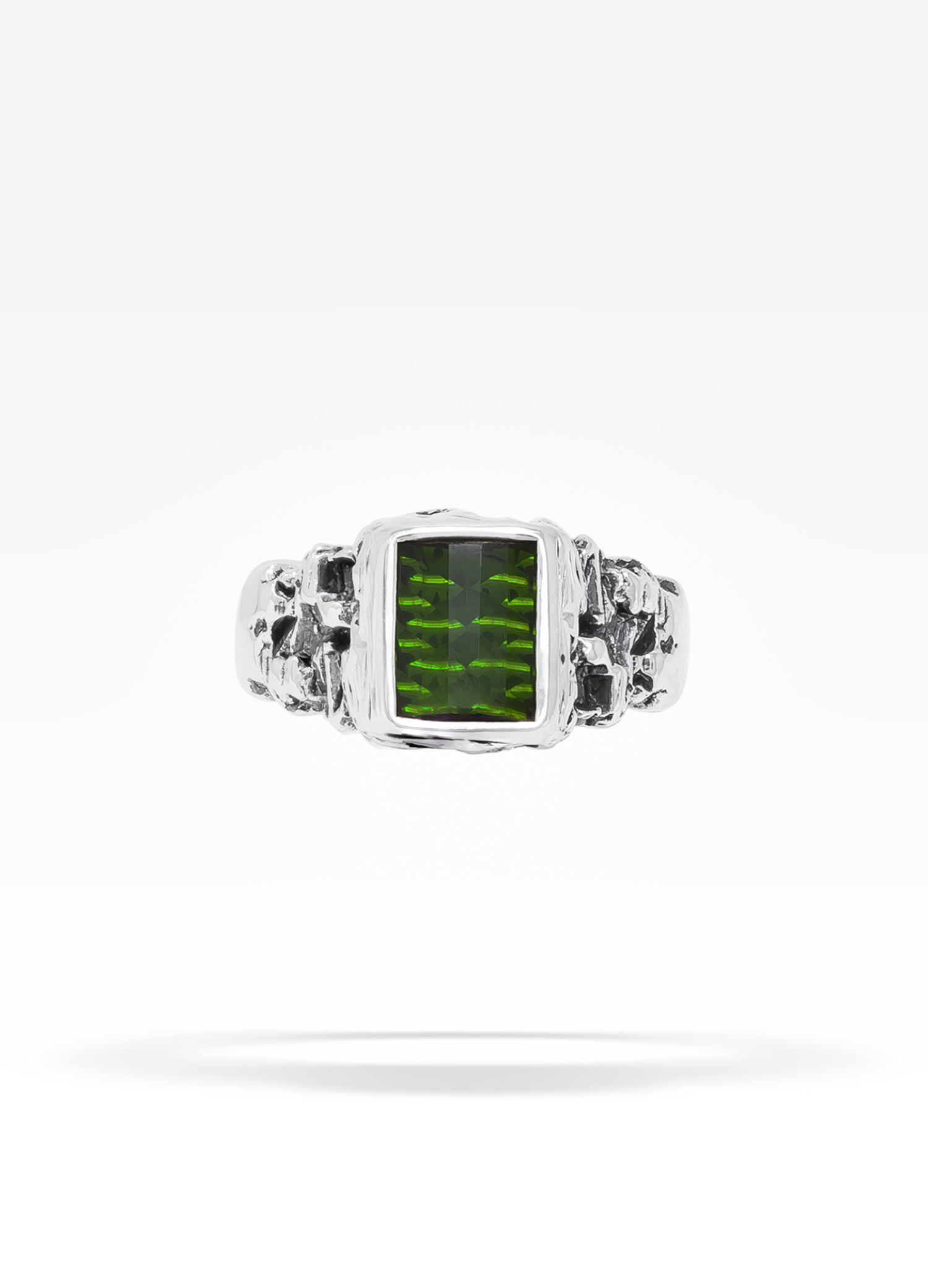 Sterling silver ring with zigzag cut tourmaline.